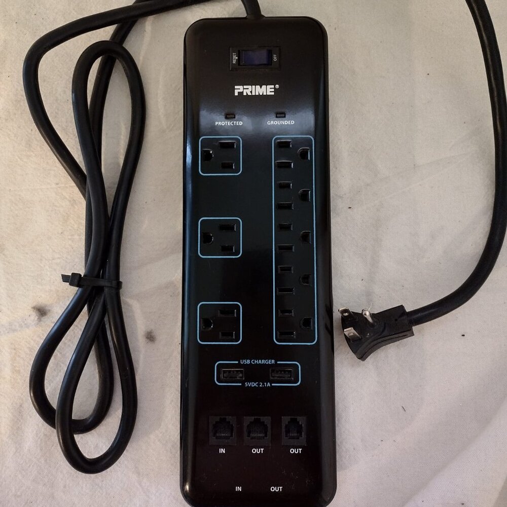 PRIME Model PB523118 8-Outlet Multimedia Surge Protector Power Strip with 6ft Co